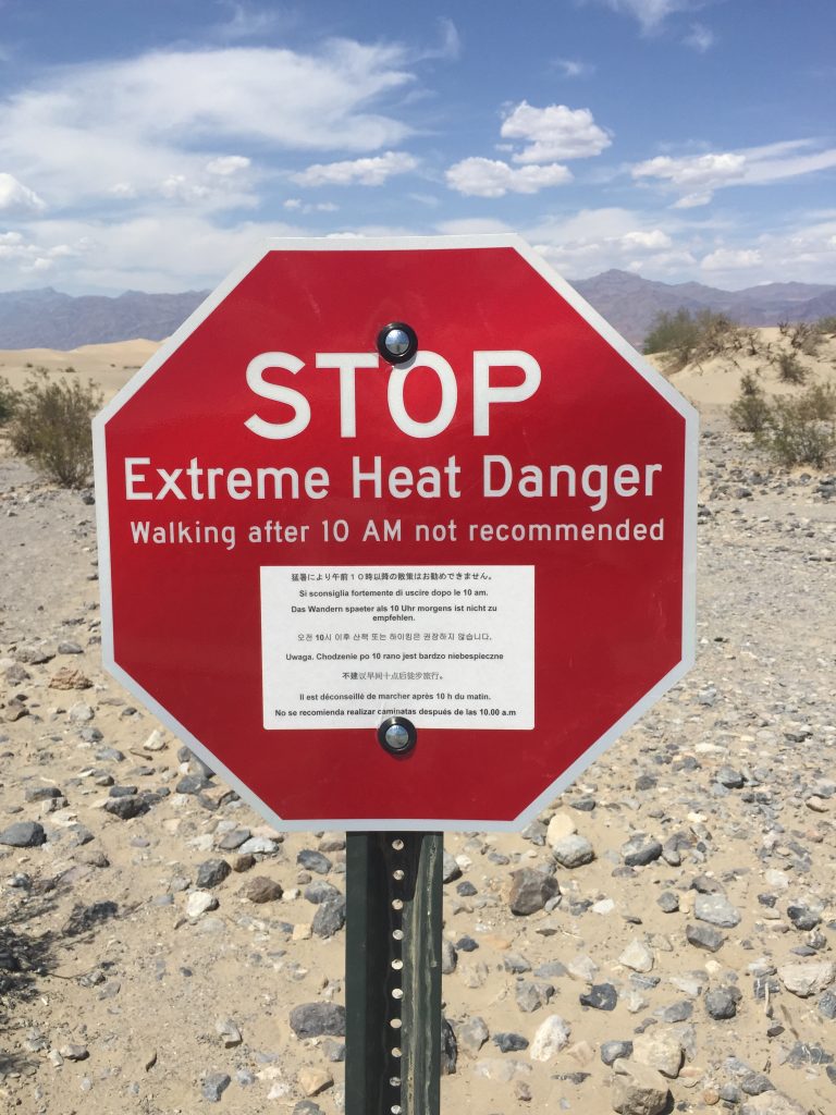 Red stop sign-extreme heat danger