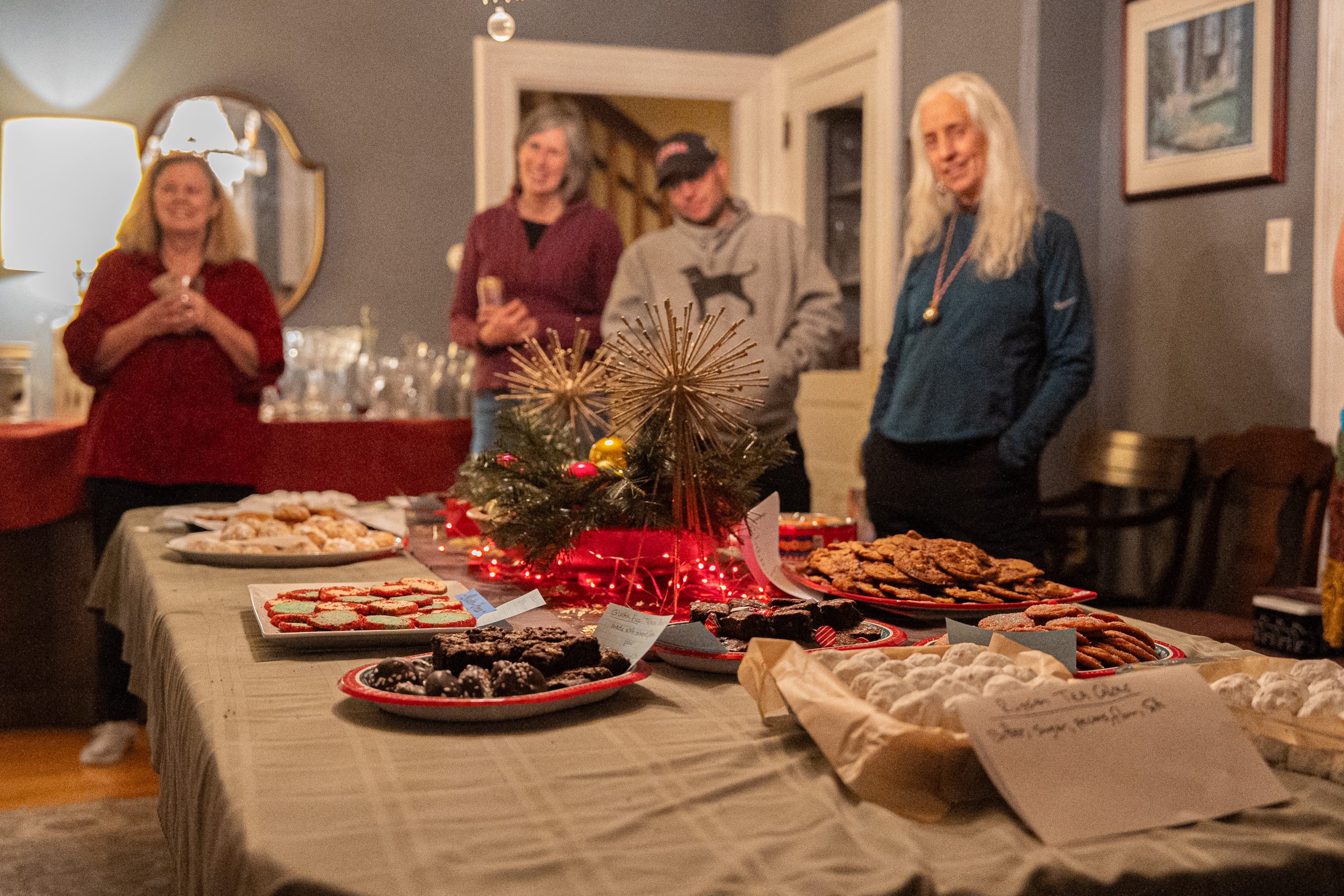 A table filled with homemade cookies at a Transition Town Greater Media community gathering